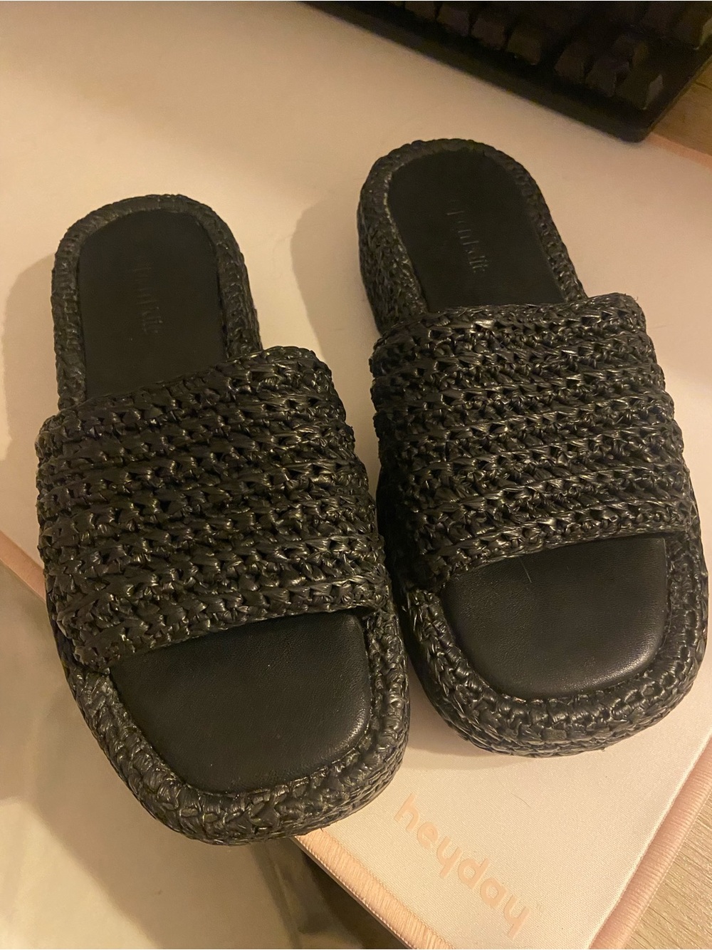 Braided Slide Mules in Black - Women
